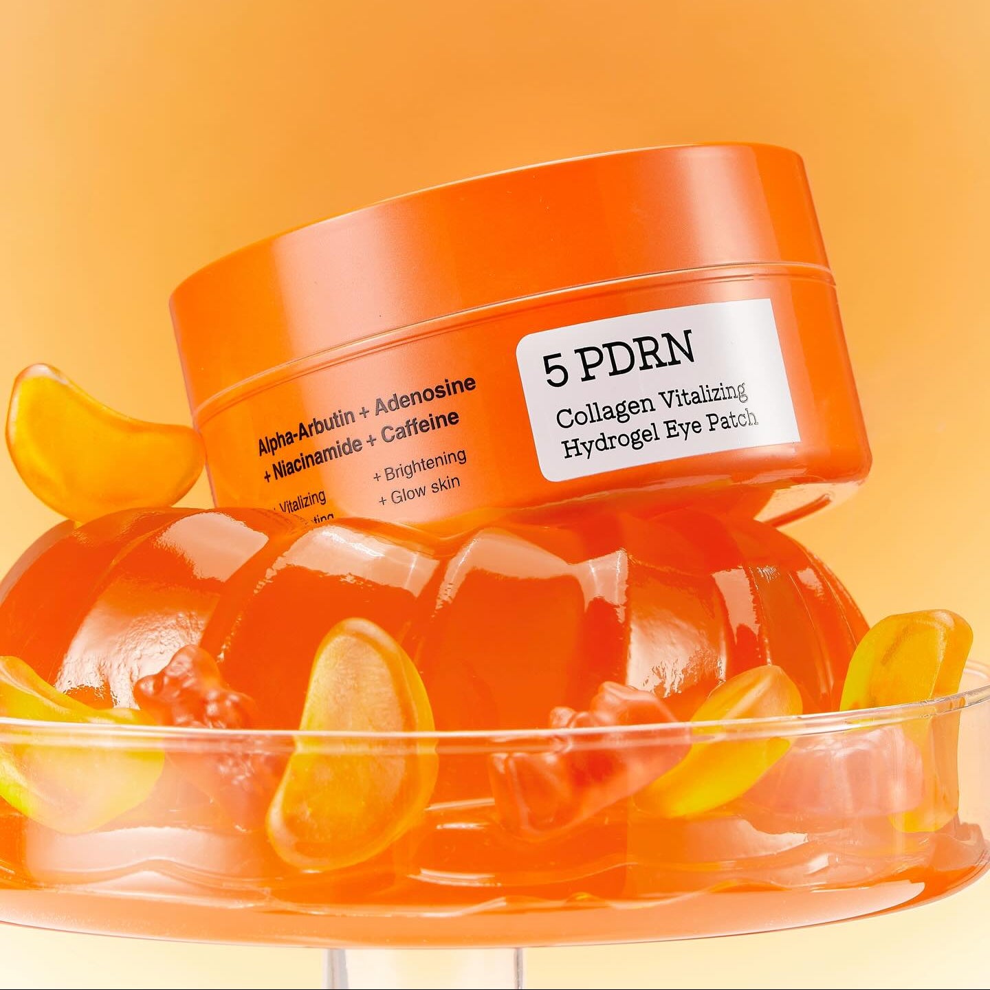COSRX PDRN Collagen Vitalizing Hydrogel Eye Patches 60 patchs, bocal orange COSRX, hydrogel sous forme de patchs, visuel produit