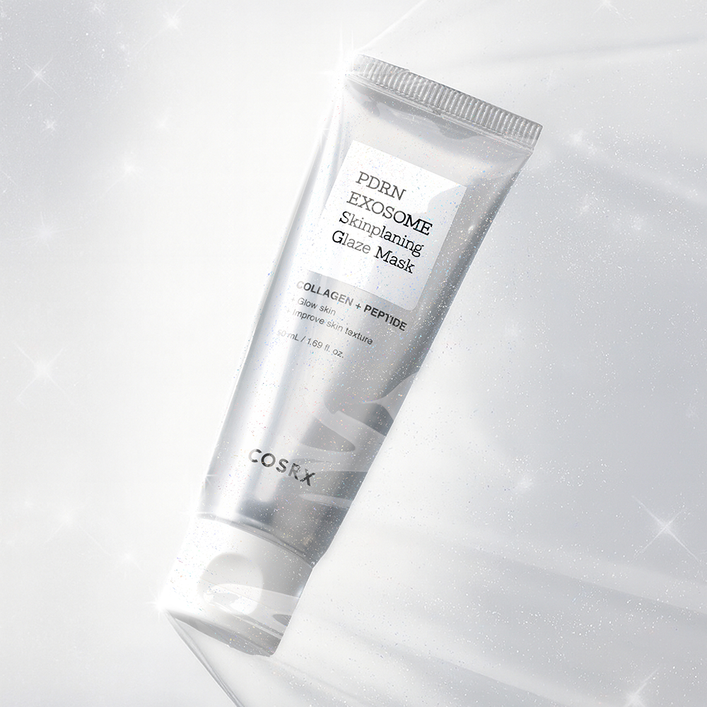 COSRX PDRN Exosome Skin Planning Glaze Mask de COSRX, tube sur fond blanc lumineux, texture effet skincare