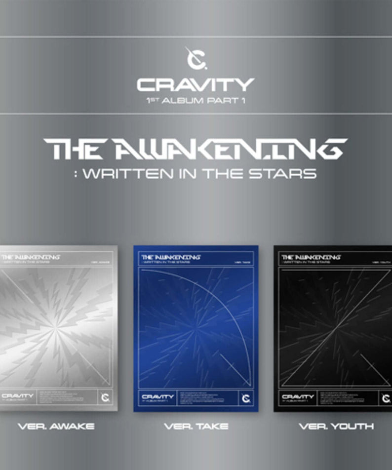 CRAVITY - 1st Album Part.1 [The Awakening :Written in the Stars] (Random Ver.) - Album Kpop, visuel covers “The Awakening”