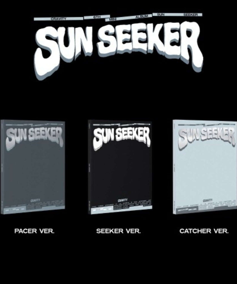 CRAVITY - 6th Mini Album [SUN SEEKER] (Random) - Album Kpop : visuel des 3 versions sur fond noir, pack SUN SEEKER