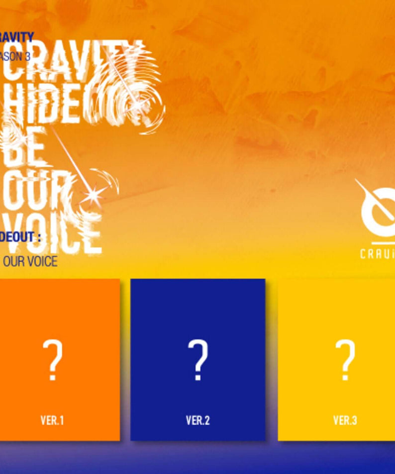 CRAVITY - CRAVITY SEASON3. [HIDEOUT: BE OUR VOICE] Random - Album Kpop, visuel orange avec boîtes VER1-3 et logo CRAVITY