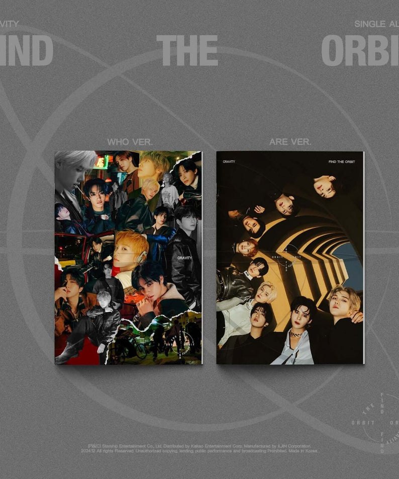 CRAVITY - CRAVITY Single Album [FIND THE ORBIT] (WHO ver. / ARE ver.) (Set of 2) Album Kpop, coffret double avec visuels.