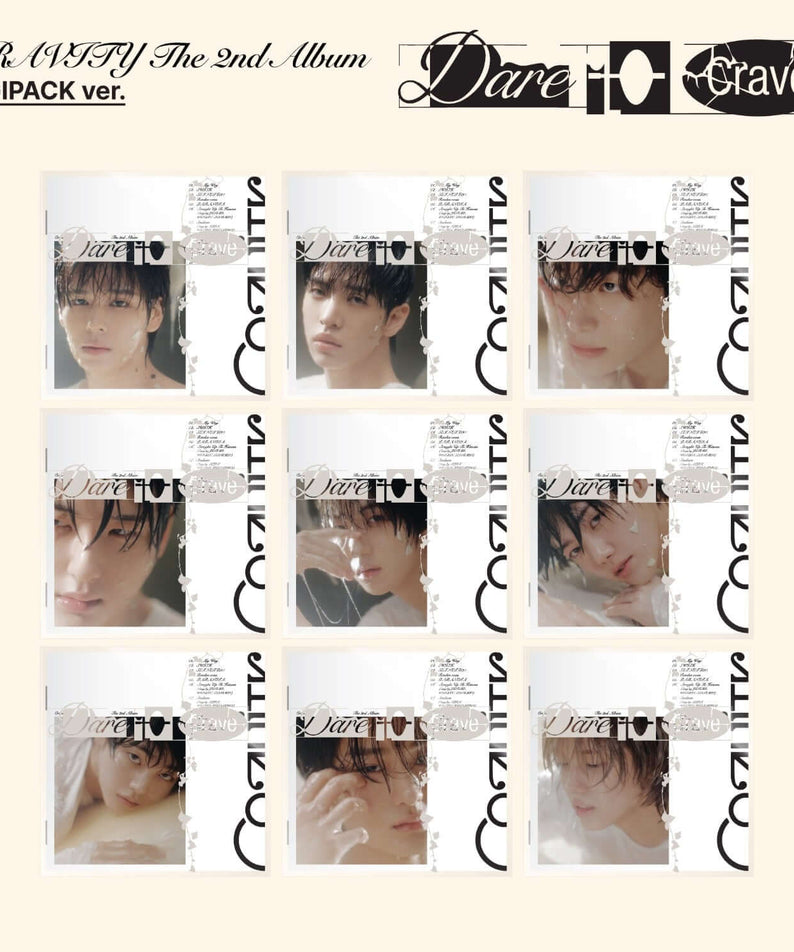 CRAVITY - The 2nd Album [Dare to Crave] (DIGIPACK ver.) (Random 1 of 9) - Album Kpop, pack photo sur fond beige