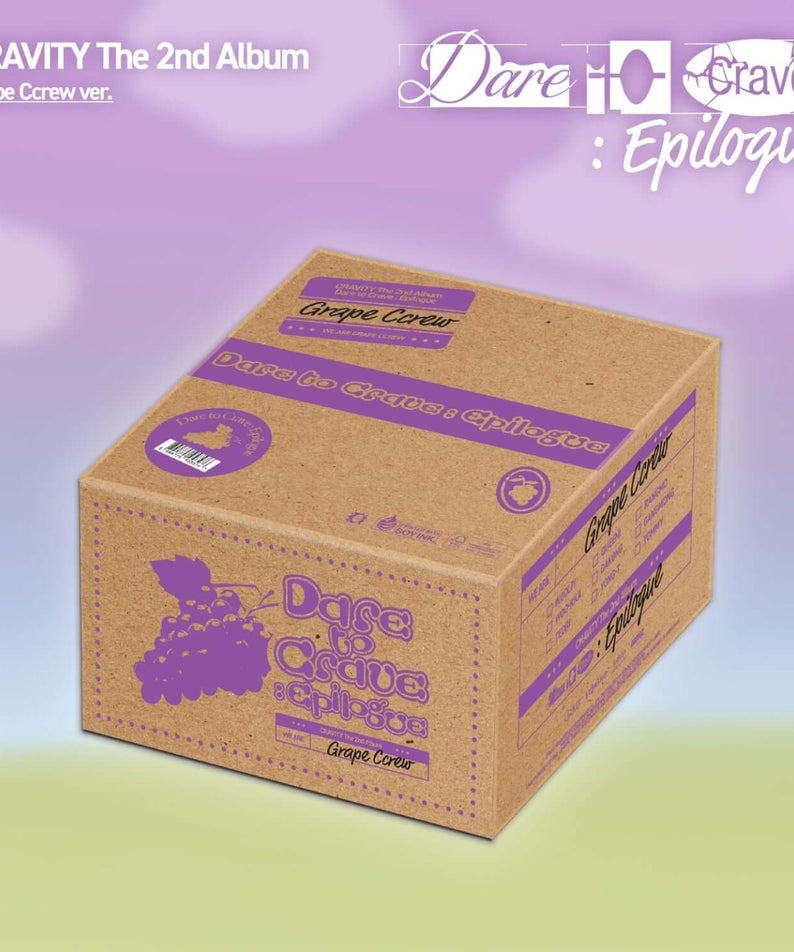 CRAVITY - The 2nd Album [Dare to Crave : Epilogue] (Grape Ccrew ver.)(Limited)(Random 1 of 9) album Kpop, coffret violet
