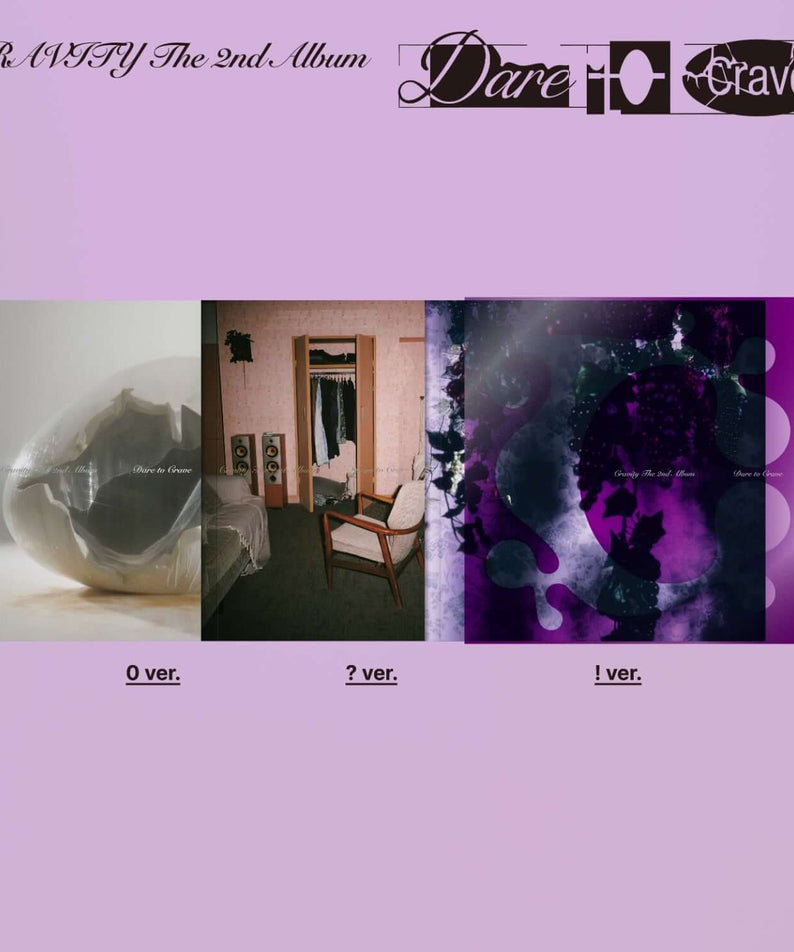 CRAVITY - The 2nd Album [Dare to Crave] (Set of 3) - Album Kpop, coffret collectionneur avec 3 versions, visuel violet.