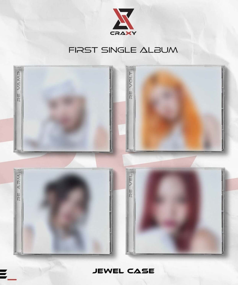 CRAXY - 1st Album [RE_] (JEWEL CASE Ver.) (Random) - Album Kpop, visuel avec 4 pochettes en boîtiers jewel case