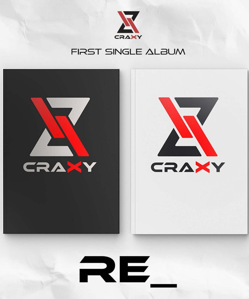 CRAXY - 1st Album [RE_] (Set) - Album Kpop, set “RE_” avec couvertures noir & blanc sur fond crème