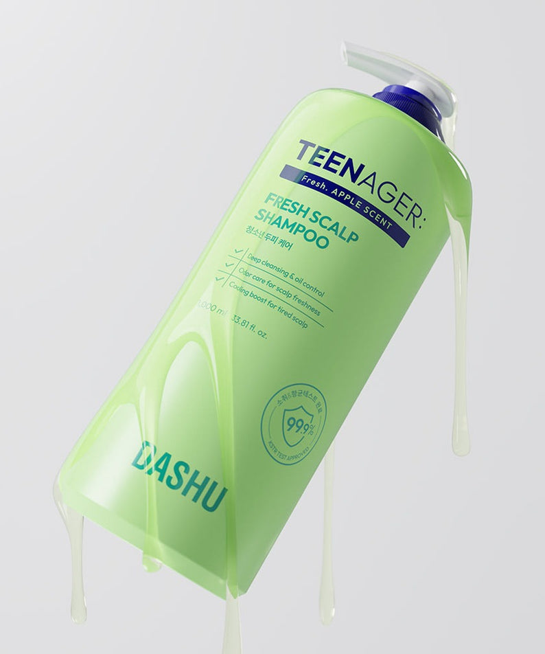 DASHU Daily Teenager Fresh Youth Scalp Care Shampoo 1000ml, soins capillaires pour adolescents, bouteille verte, 1000ml