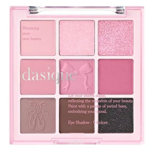 DASIQUE Shadow Palette 8g (#01 - #39), palette de fards yeux roses et violets en packaging rose, vue produit.