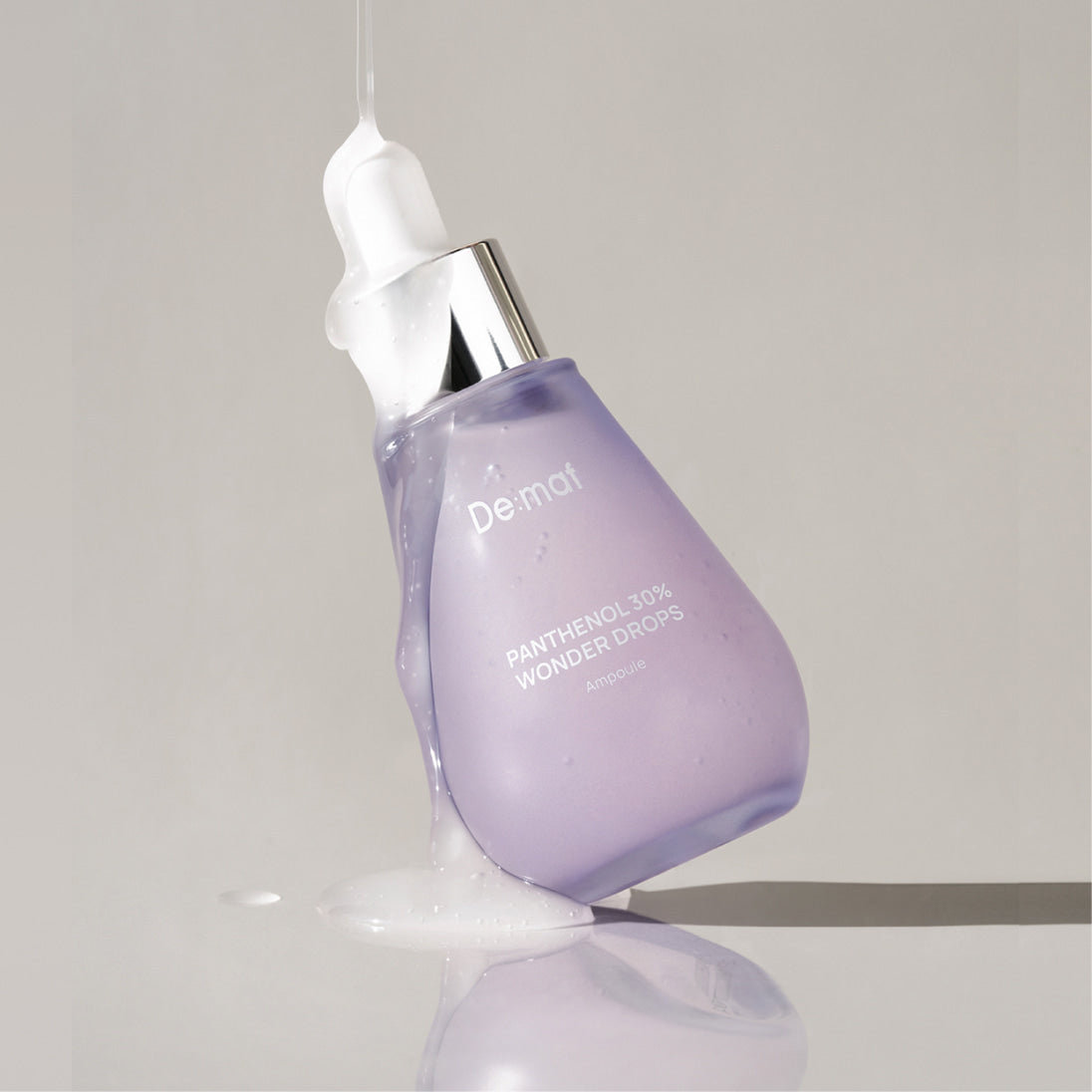 DE:MAF Panthenol 30% Wonder Drops 55ml De:maf — flacon violet avec pipette, gouttes sur fond clair, visuel produit