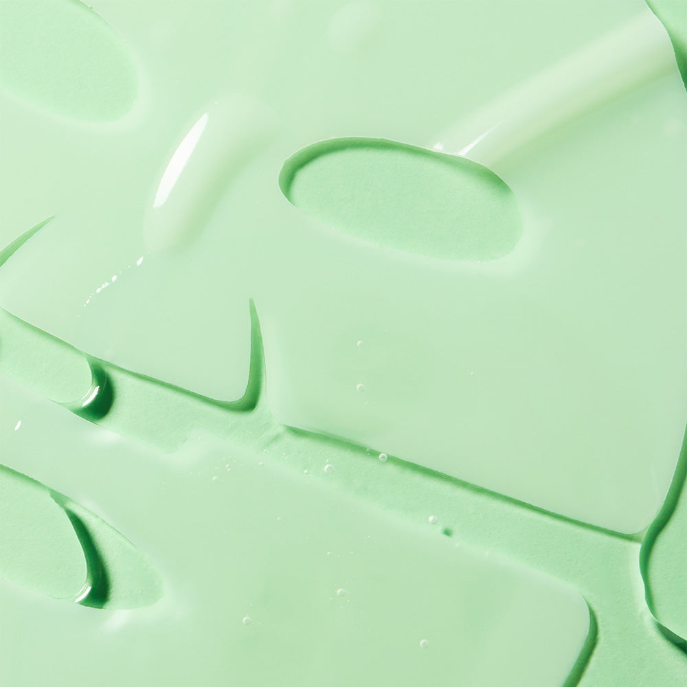 Décris l'image en français en mentionnant le produit, la marque et le contexte visuel : DEWYTREE AC Deep Pore Collagen Gel Mask 4 Sheets, gel vert.