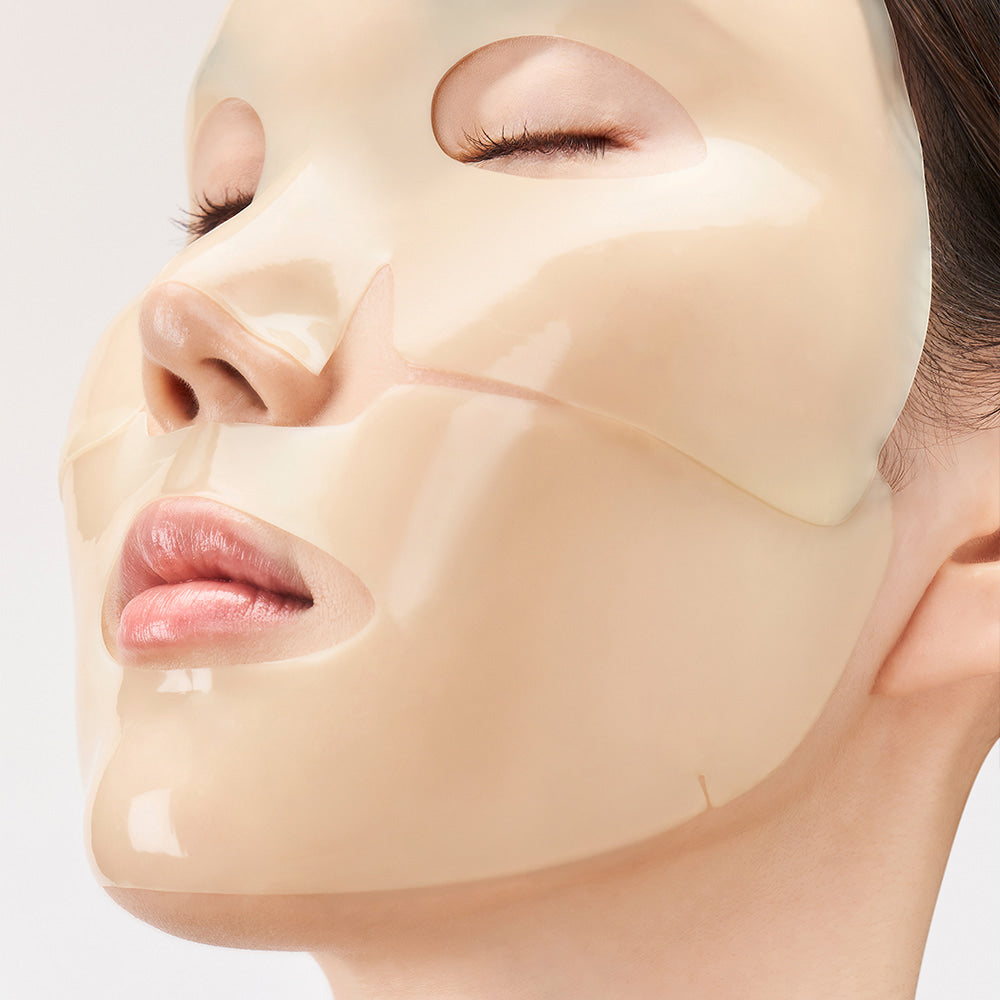 DEWYTREE AC Deep Skin Clarity Collagen Gel Mask 4 Sheets, marque DEWYTREE, visage avec masque gel en application, gros plan beauté