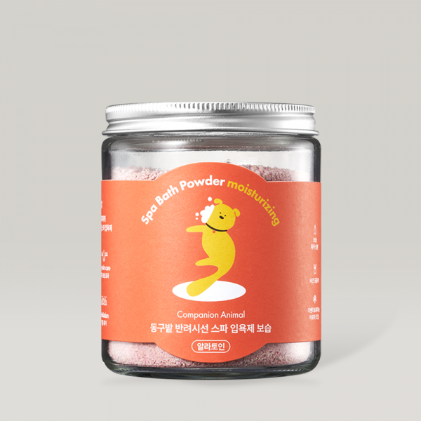 DONGGUBAT Spa Bath Powder Moisturizing Companion Animal, pot rose sur fond clair, poudre spa pour animal, marque DONGGUBAT