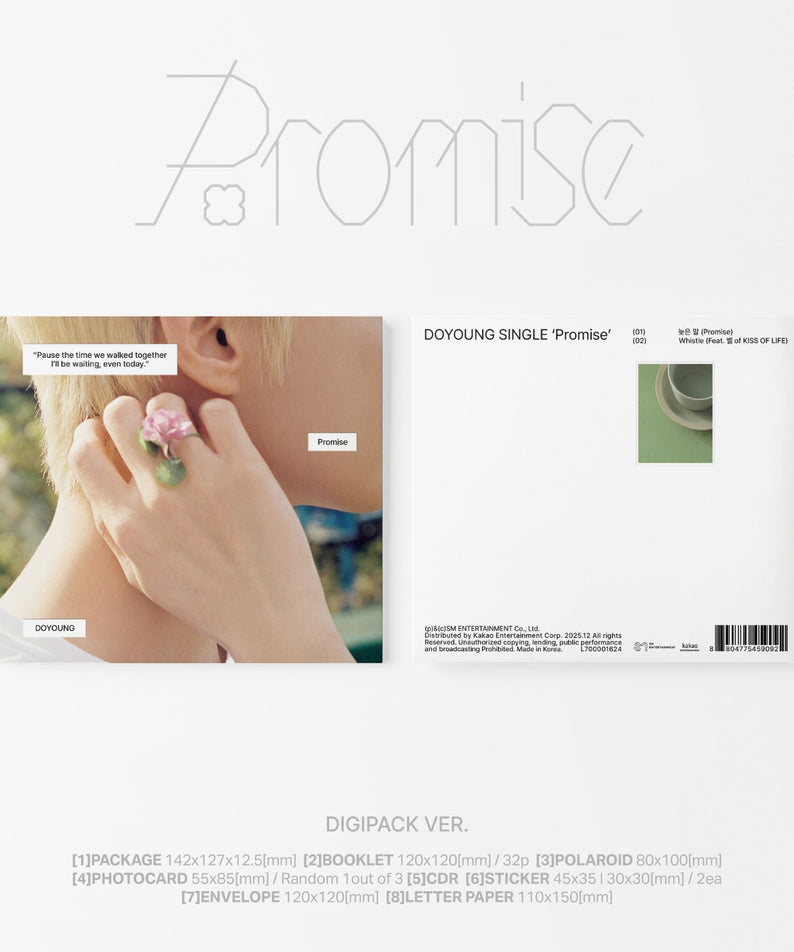 DOYOUNG - [Promise] (DIGIPACK Ver.) - Album Kpop : pochette digipack avec photo, texte Promise et aperçu du livret.