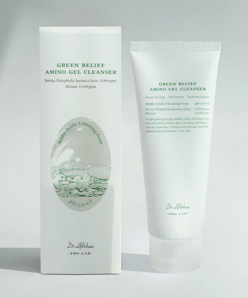 Produit DR.ALTHEA Green Relief Amino Gel Cleanser 100ml : nettoyant visage doux et hydratant, idéal pour peaux sensibles.