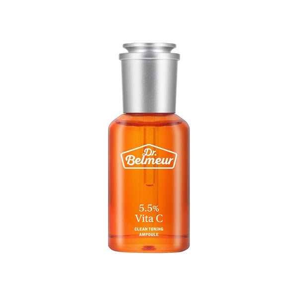 DR.BELMEUR Vita C Clean Toning Ampoule 45ml, ampoule vitamine C Dr. Belmeur sur fond blanc, flacon orange