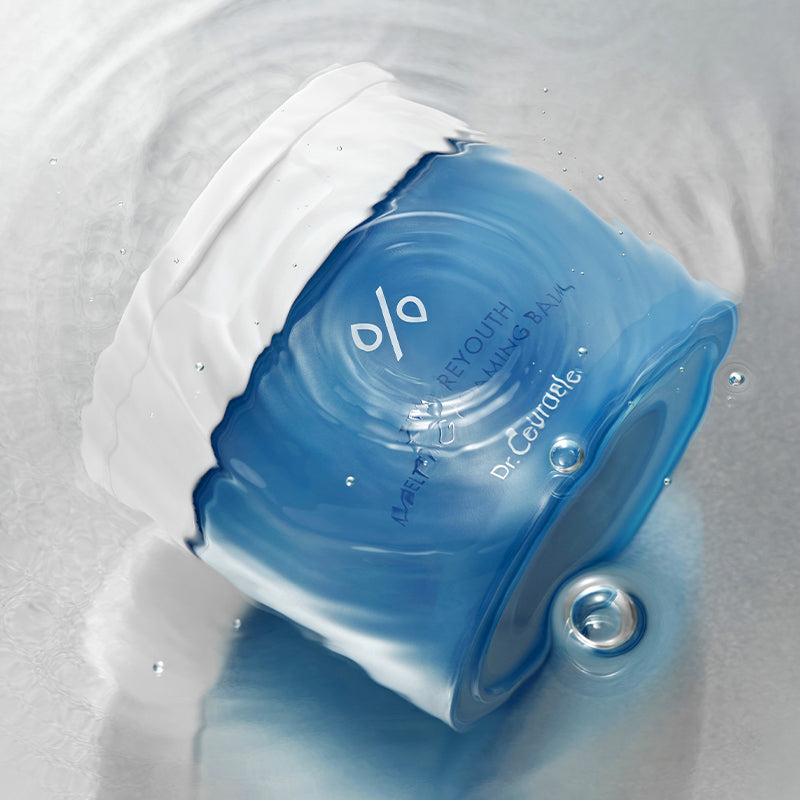 DR.CEURACLE Hyal Reyouth Melting Foaming Balm 100ml, marque DR.CEURACLE, baume en gel bleu sur fond blanc, photo produit.