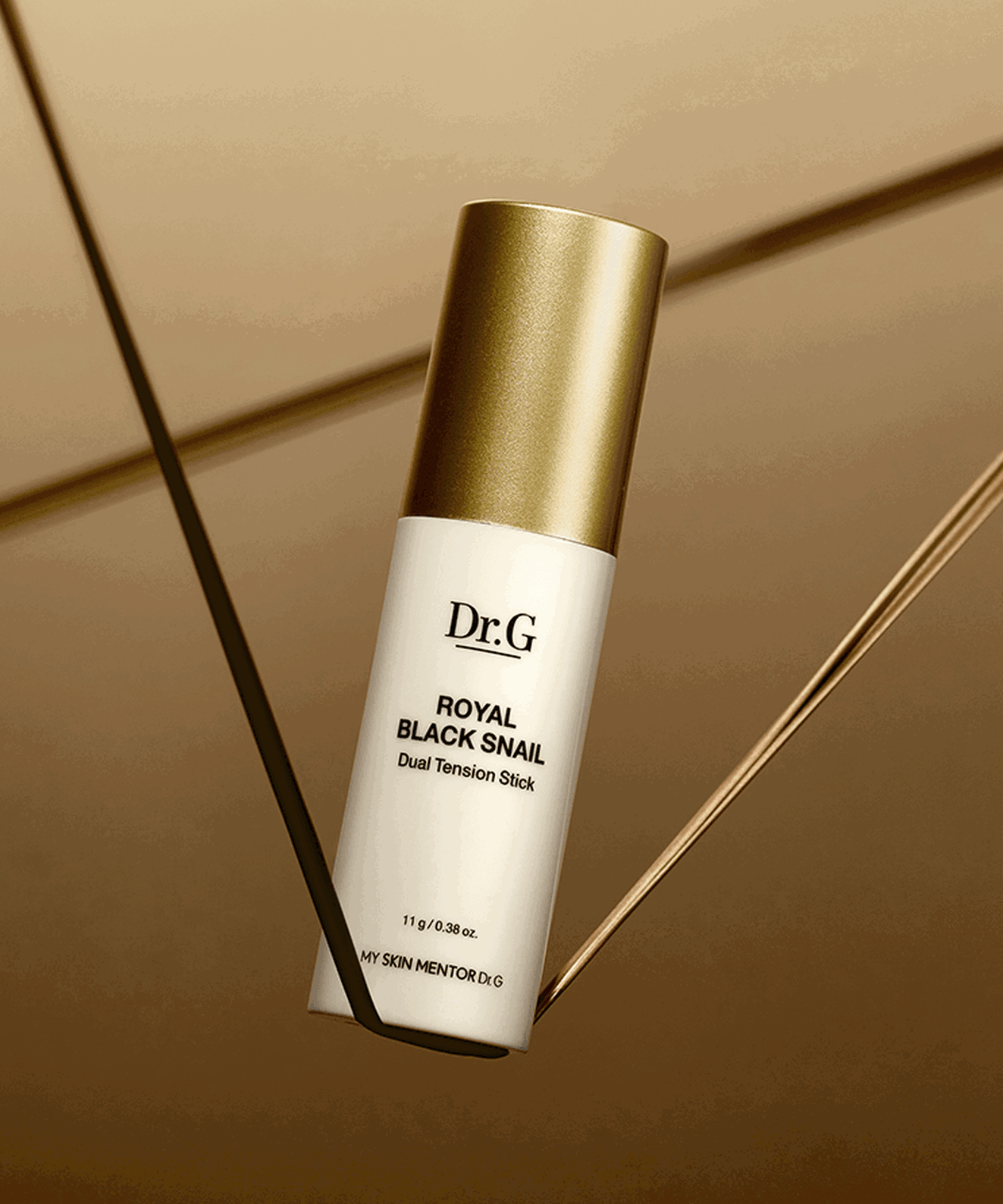 DR.G Royal Black Snail Dual Elastic Stick pour soin de peau, emballage élégant et produit de luxe, photographie de produit cosmétique.