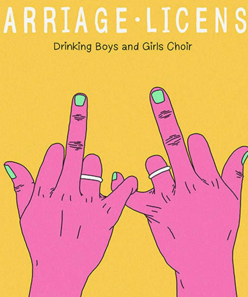 DRINKING BOYS AND GIRLS CHOIR - [Marriage License] - Album Kpop, jaquette “Marriage License” et mains roses, style K-pop.