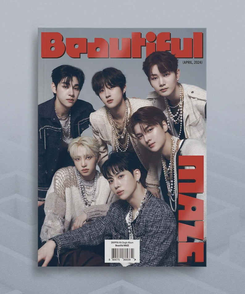 DRIPPIN - 4th Album [Beautiful MAZE] - Album Kpop, pochette photo du groupe sur fond studio bleu clair