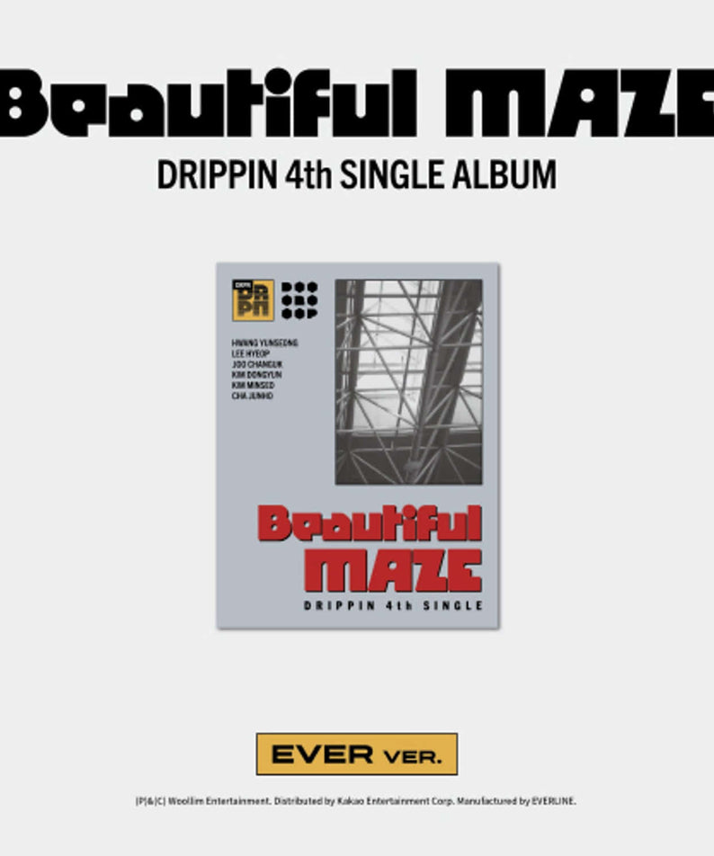 DRIPPIN - 4th Album [Beautiful MAZE] EVER Ver. - Album Kpop : couverture “Beautiful maze” sur fond clair, design moderne.