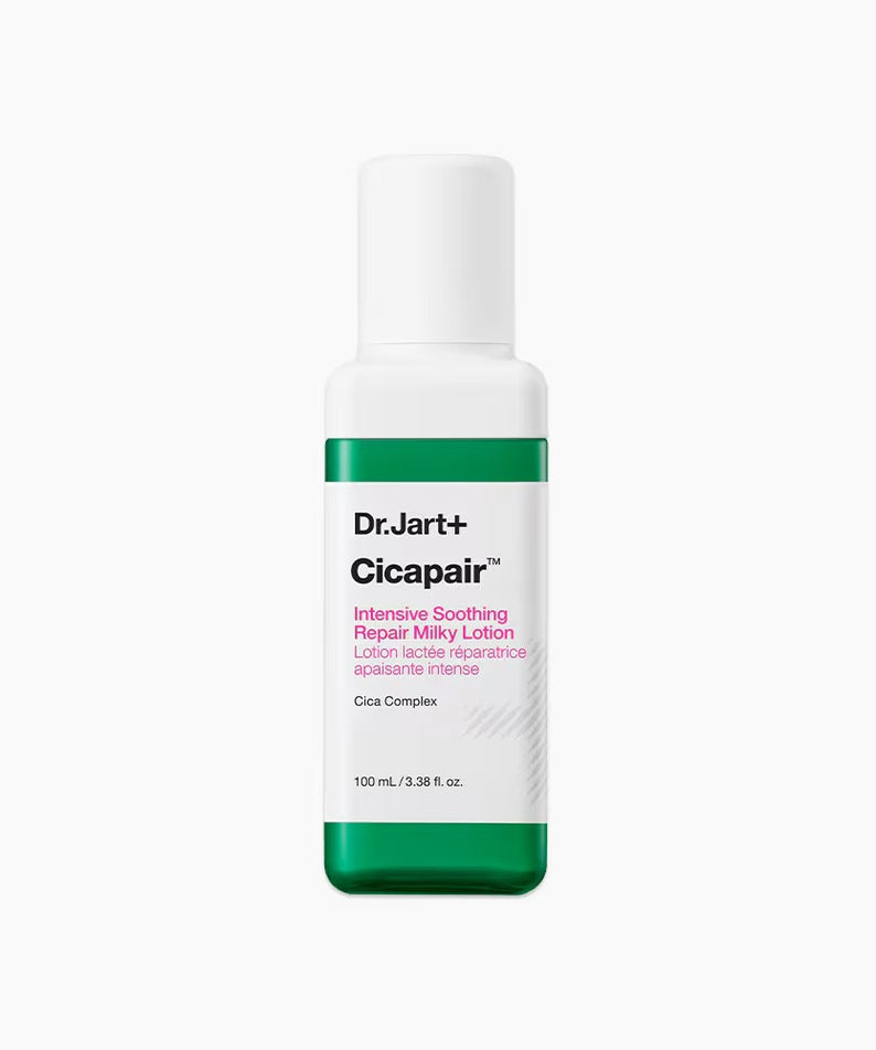Photo du flacon DR.JART+ Cicapair Intensive Soothing Repair Milky Lotion 100ml sur fond blanc, marque Dr.Jart+.