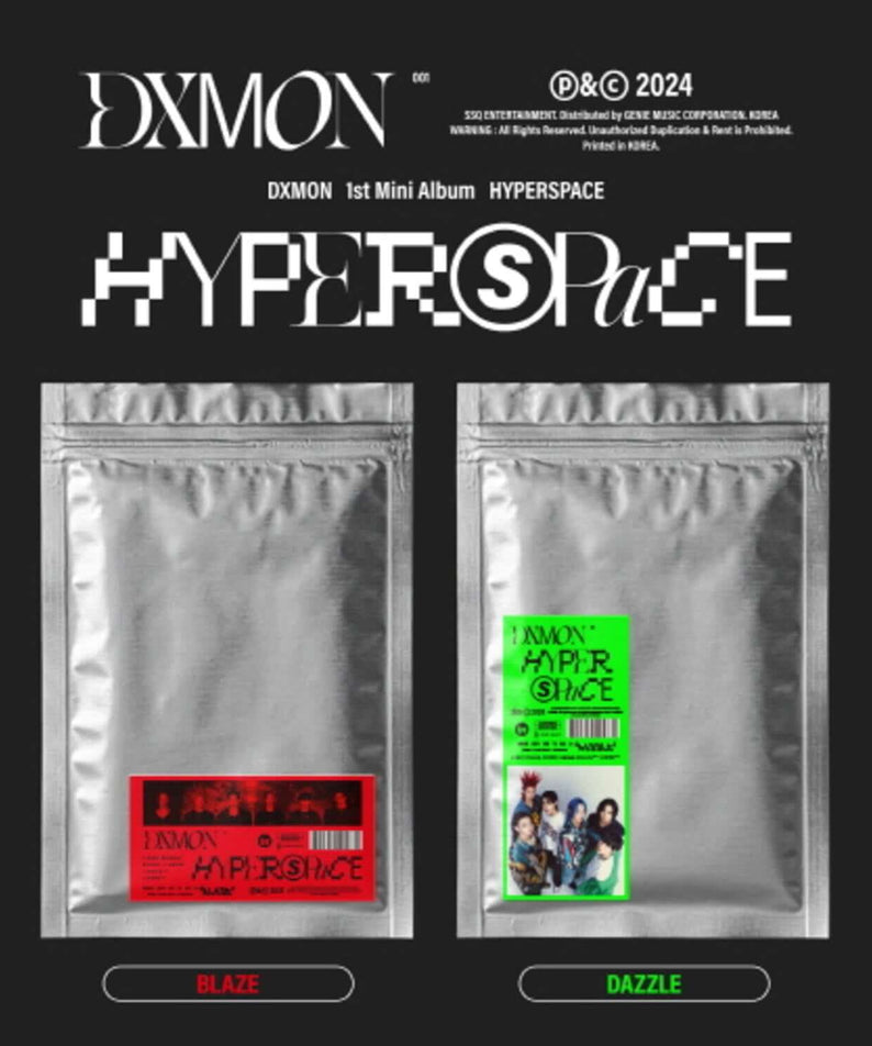 DXMON - [HYPERSPACE] (BLAZE VER. / DAZZLE VER.) (Random 1 of 2) - Album Kpop, pochettes argentées sur fond noir.