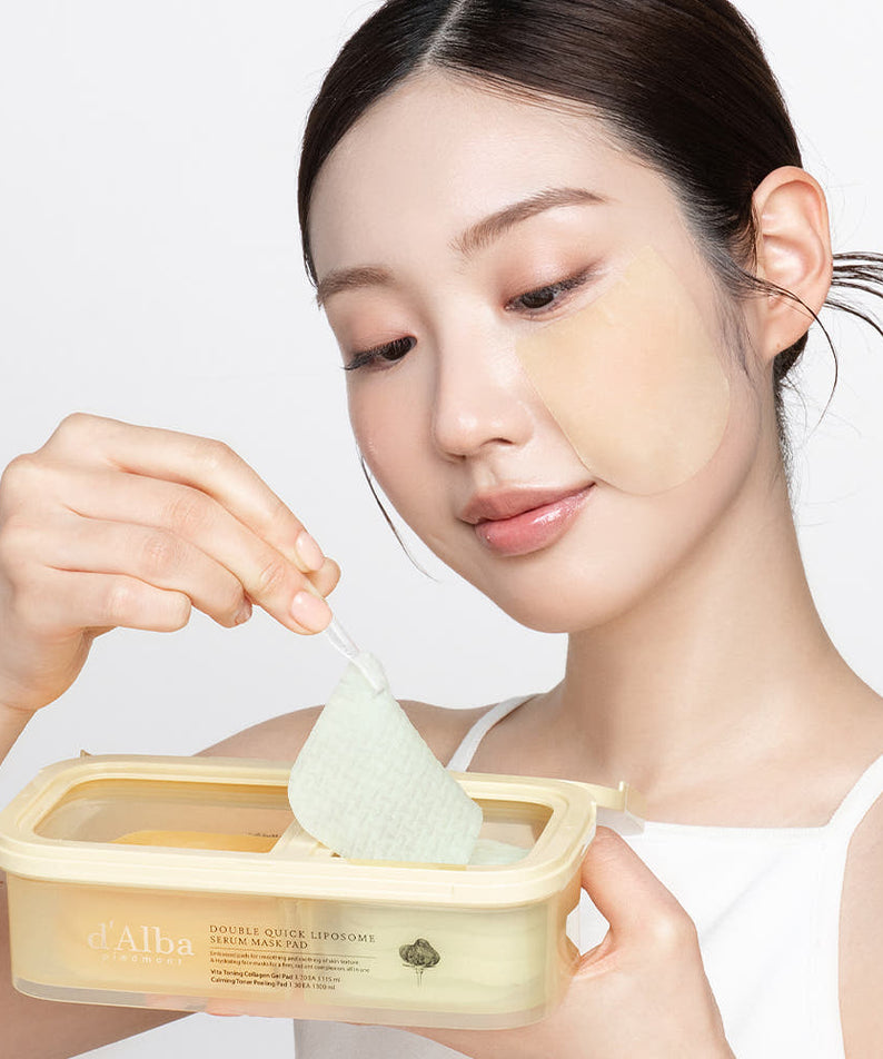 D'ALBA Double Quick Liposome Calming & Boosting Half-and-Half Pads 1 Box (100 Sheets)
