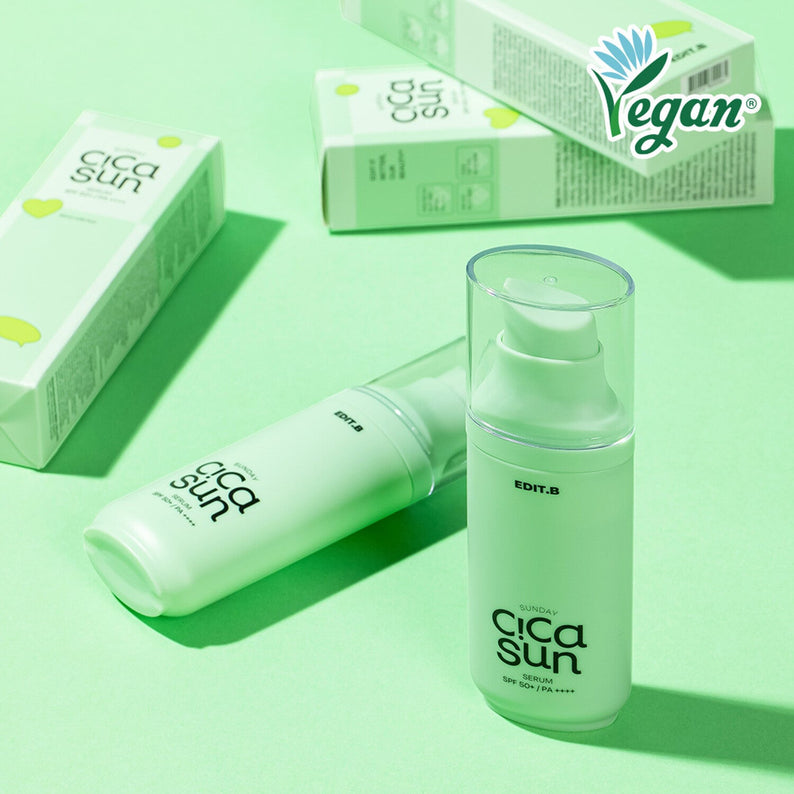 EDIT.B Sunday Cica Sun Serum 55ml SPF50+ PA ++++ disponible sur Ma petite Coree, ton Eshop 100% K-beauty en direct de Seoul