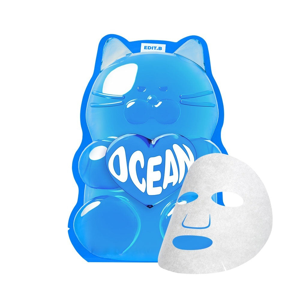 EDIT.B Waterfull Gumi Mask Ocean de la marque EDIT.B, masque gélifié effet eau océan bleu sur visuel produit