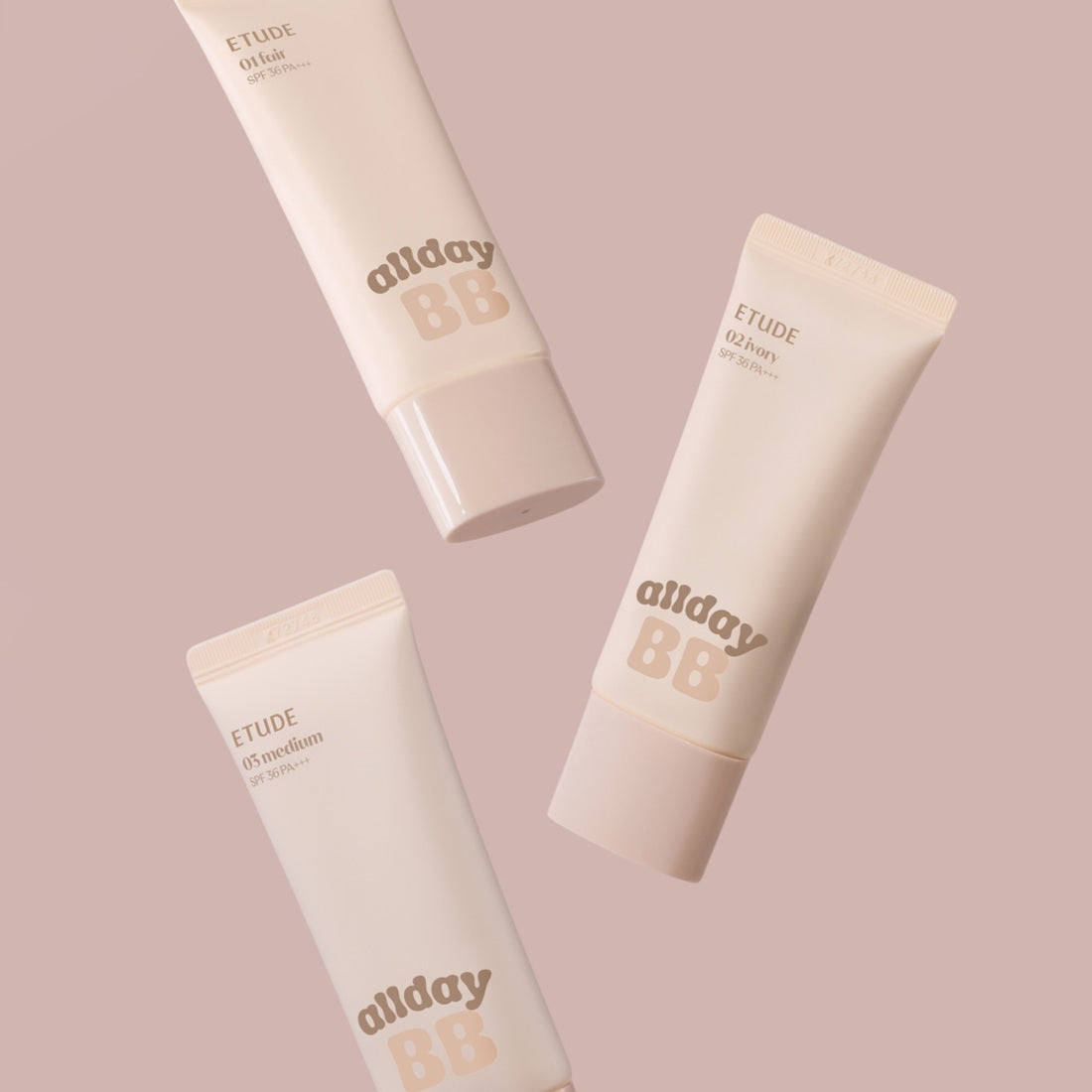 ETUDE All Day Clear BB Cream SPF36/PA+++ 35ml de la marque ETUDE, tubes cosmétiques sur fond rose pastel