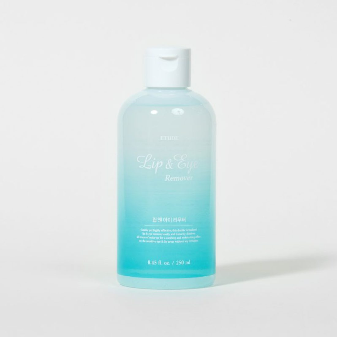 ETUDE  Lip & Eye Remover 250ml, bouteille bleue ETUDE sur fond clair, liquide démaquillant yeux & lèvres