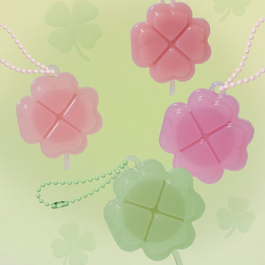 ETUDE Lucky Lip Ham Cheek [Positive Love Edition] : jouets fleurs roses et vertes sur fond pastel, style guirlande.