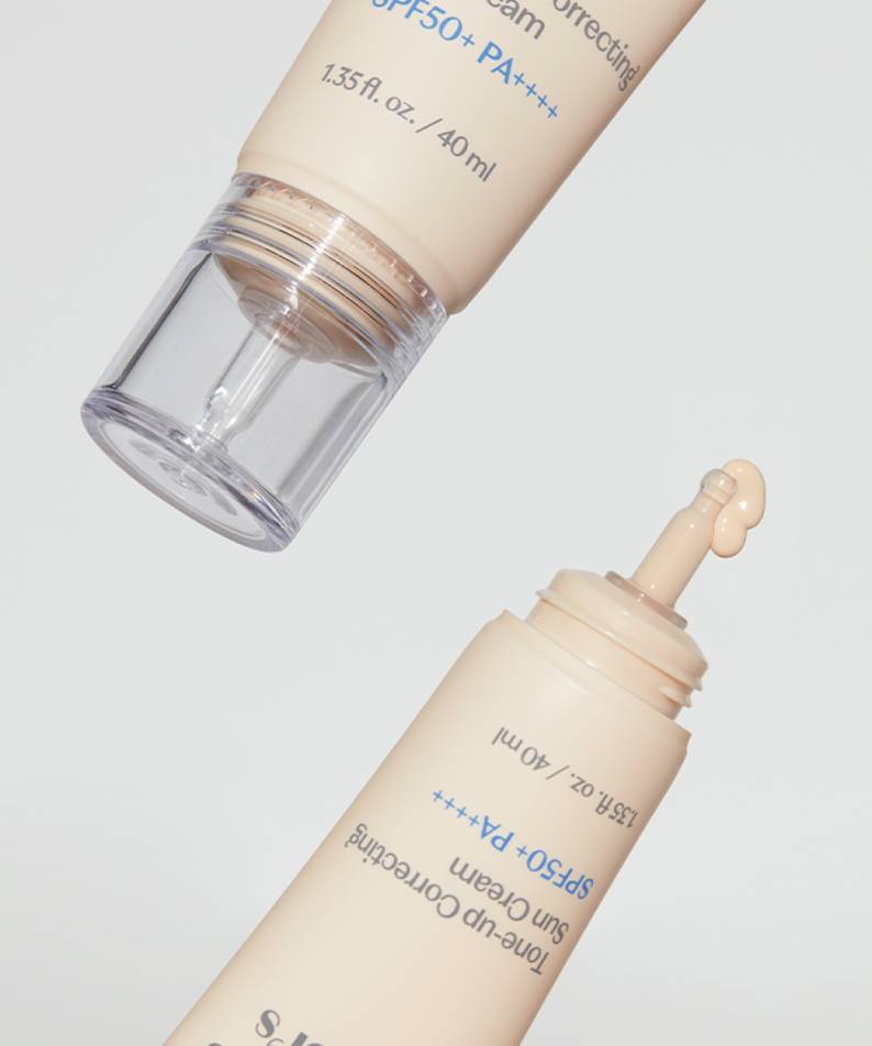 ETUDE  Pure Director Tone-Up Correction Sunscreen Planning Set SPF50+/PA++++, flacons crème SPF50+ sur fond clair.