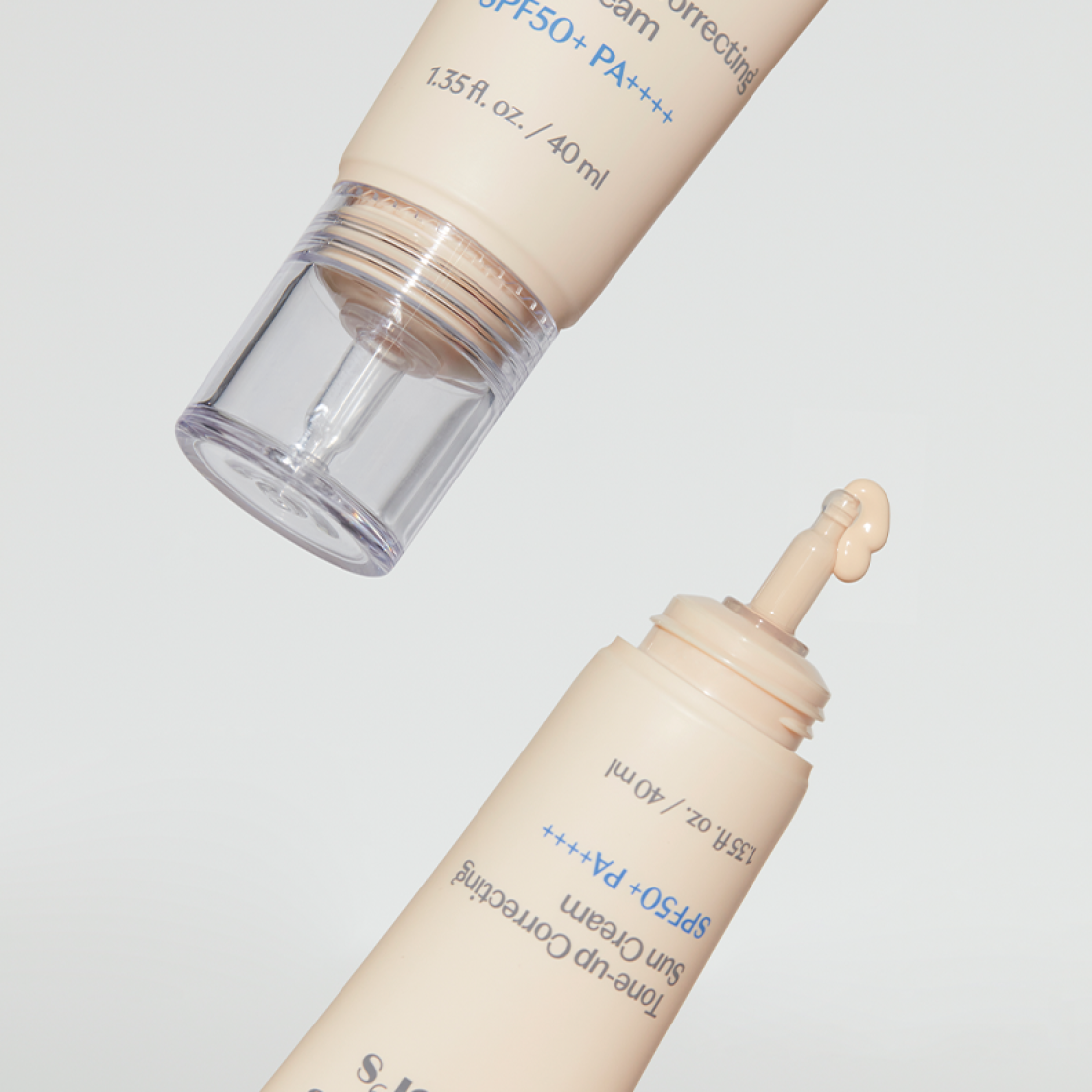 ETUDE  Pure Director Tone-Up Correction Sunscreen Planning Set SPF50+/PA++++, flacons crème SPF50+ sur fond clair.