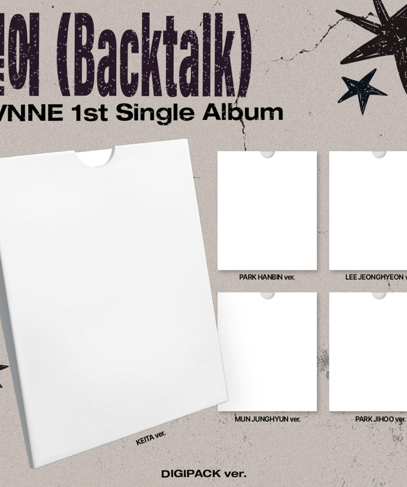 EVNNE - [Backtalk] (DIGIPACK ver.) (Random 1 of 5) - Album Kpop, visuel digipack blanc avec photos de versions et étoiles