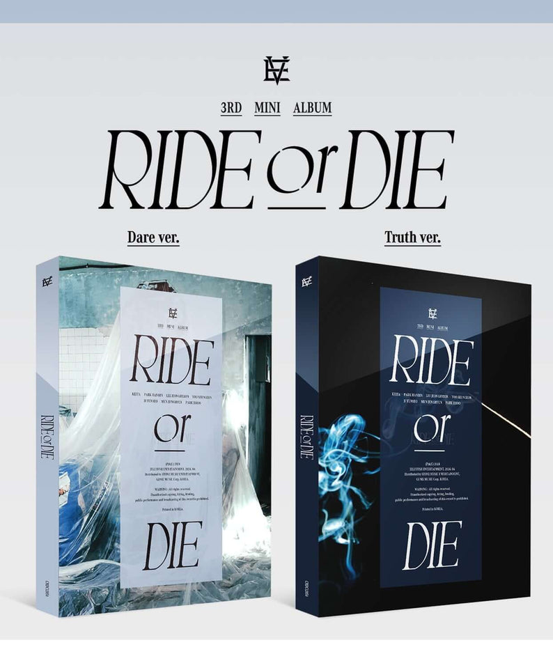 EVNNE - [RIDE or DIE] (Dare ver. / Truth ver.) (Set) - album Kpop, coffret avec versions Dare et Truth sur fond blanc.