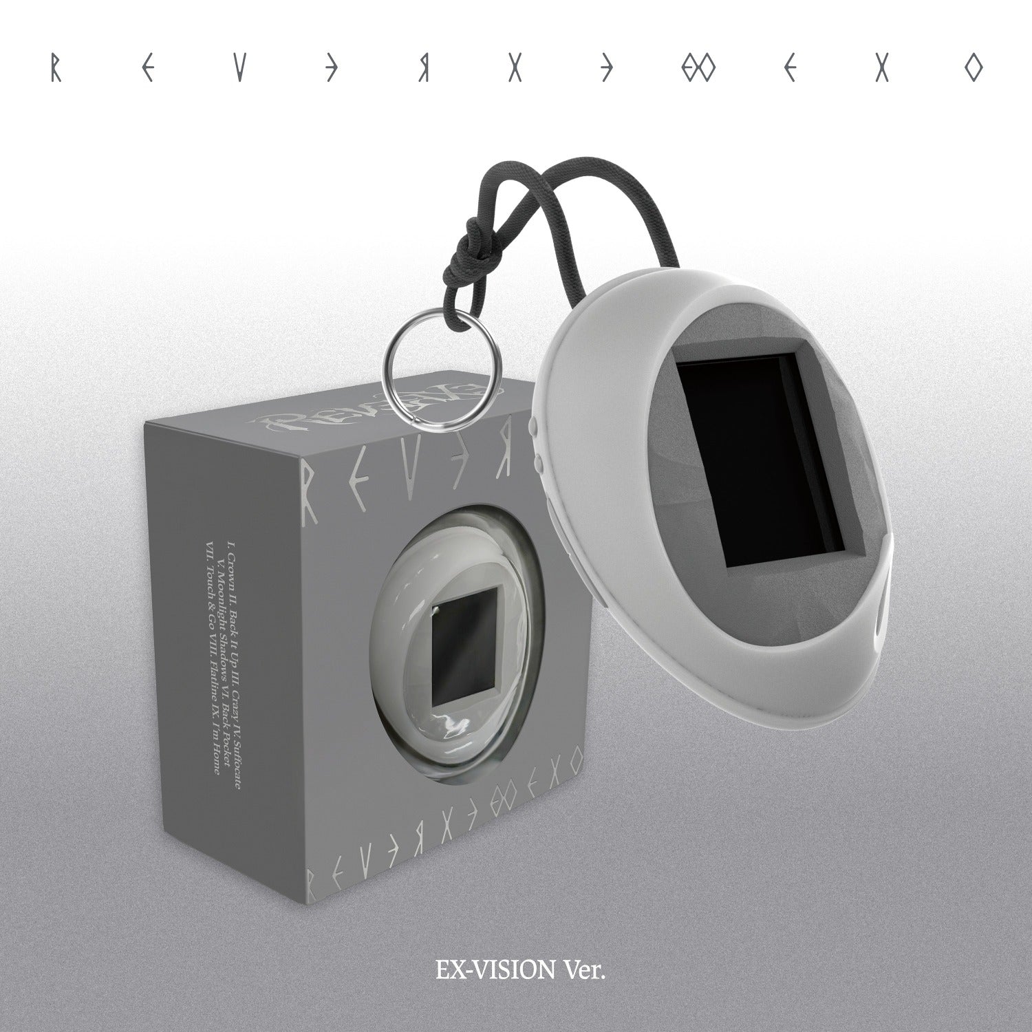 EXO - 8th Album [REVERXE] (EX-VISION Ver.) (Smart Album) - Album Kpop, pochette et boîtier blanc façon capsule, visuel studio