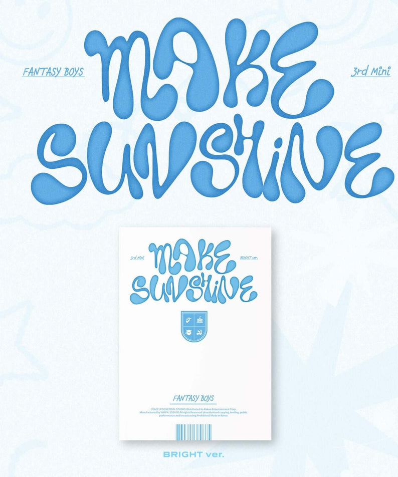 FANTASY BOYS - 3rd MINI ALBUM [MAKE SUNSHINE (BRIGHT ver.)] - Album Kpop, visuel bleu et pochette soleil, collection