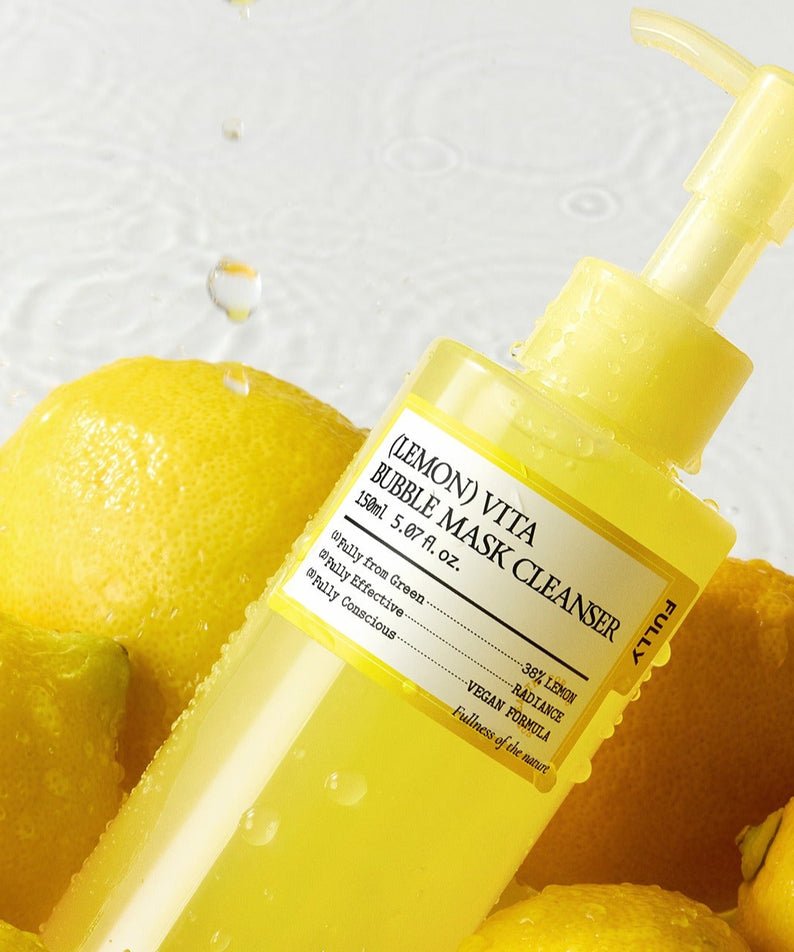 FLACON FULLY Lemon Vita Bubble Pack Cleanser 150ml avec citrons pour une peau éclatante et propre.