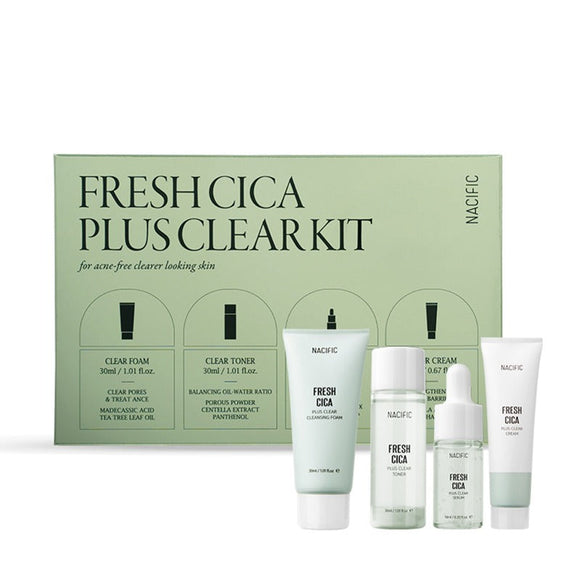 NACIFIC Fresh Cica Plus Clear Kit (Cleansing Foam+Serum+Toner+Cream) en stock sur Ma Petite Corée