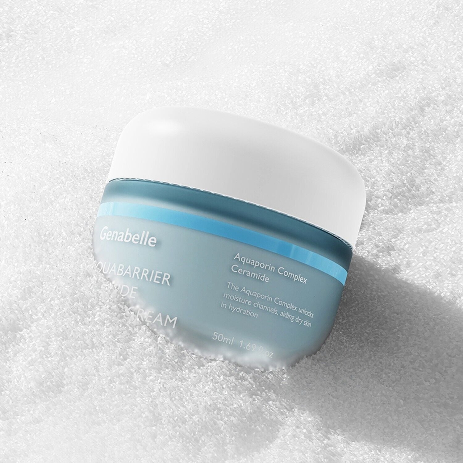 GENABELLE Auqabarrier Ceramide Capsule Cream 50ml de Genabelle, pot crème sur fond blanc texturé, vue produit.