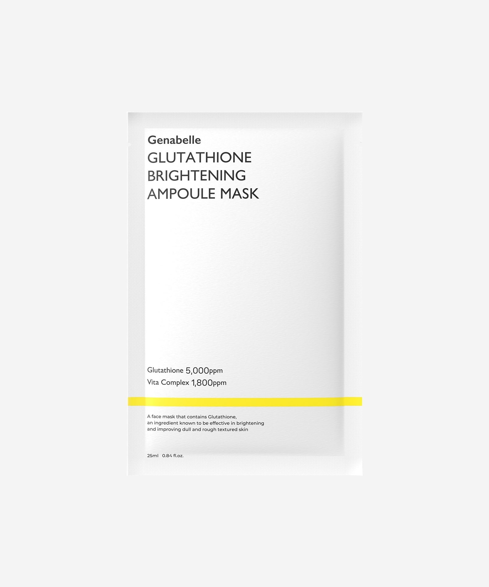 GENABELLE Glutathione Brightening Ampoule Mask 5ea de Genabelle, sachet blanc sur fond clair, visuel produit.