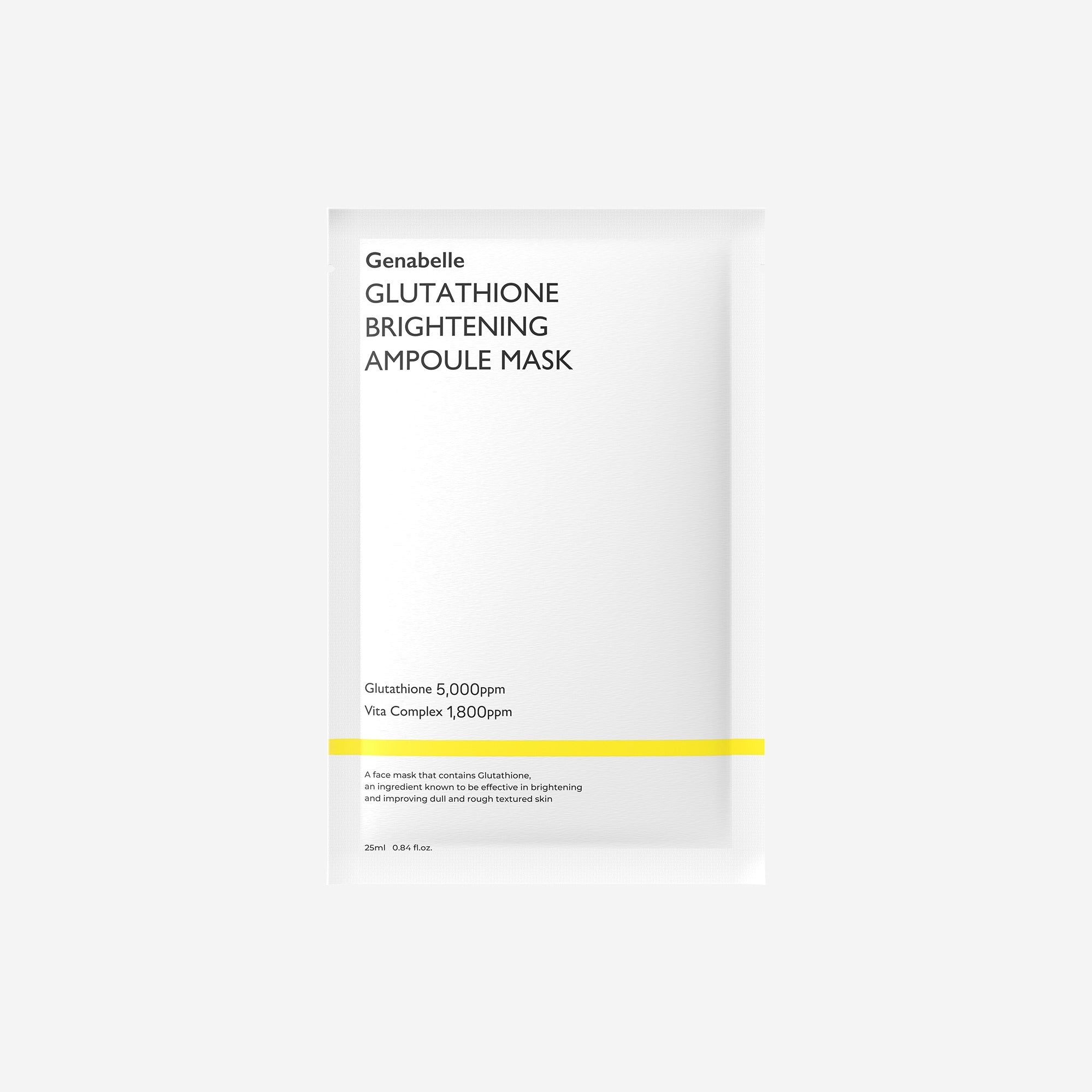 GENABELLE Glutathione Brightening Ampoule Mask 5ea de Genabelle, sachet blanc sur fond clair, visuel produit.