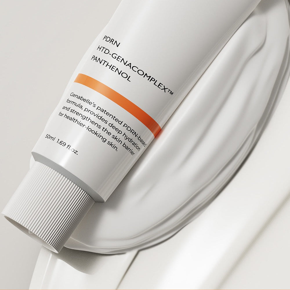 GENABELLE PDRN Enriched Recovery Balm 50ml, tube crème sur fond blanc, marque GENABELLE, baume de récupération.