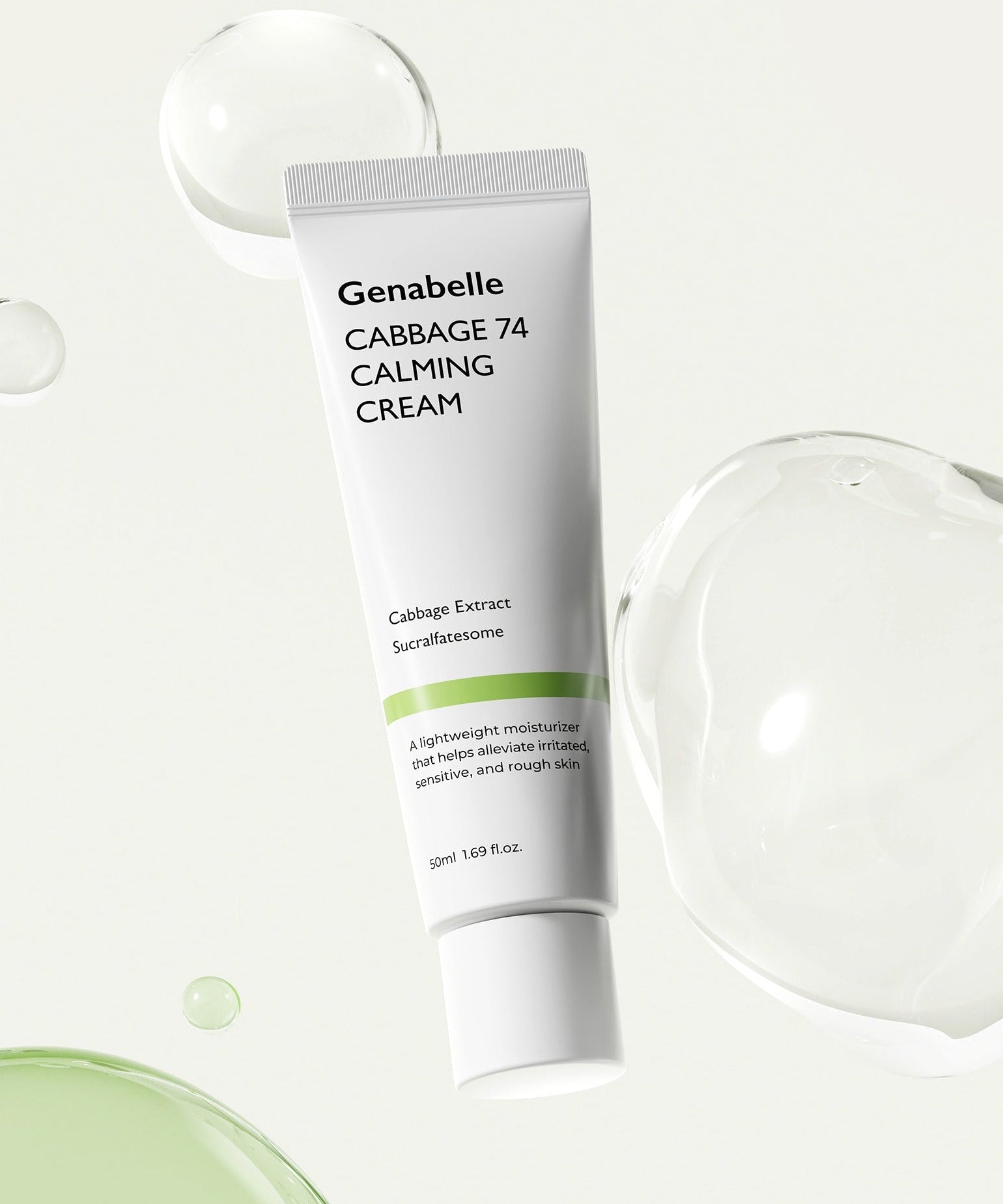 Crème apaisante GENABELLE Cabbage 74 50ml avec extrait de chou, hydratation peau sensible et irritée.