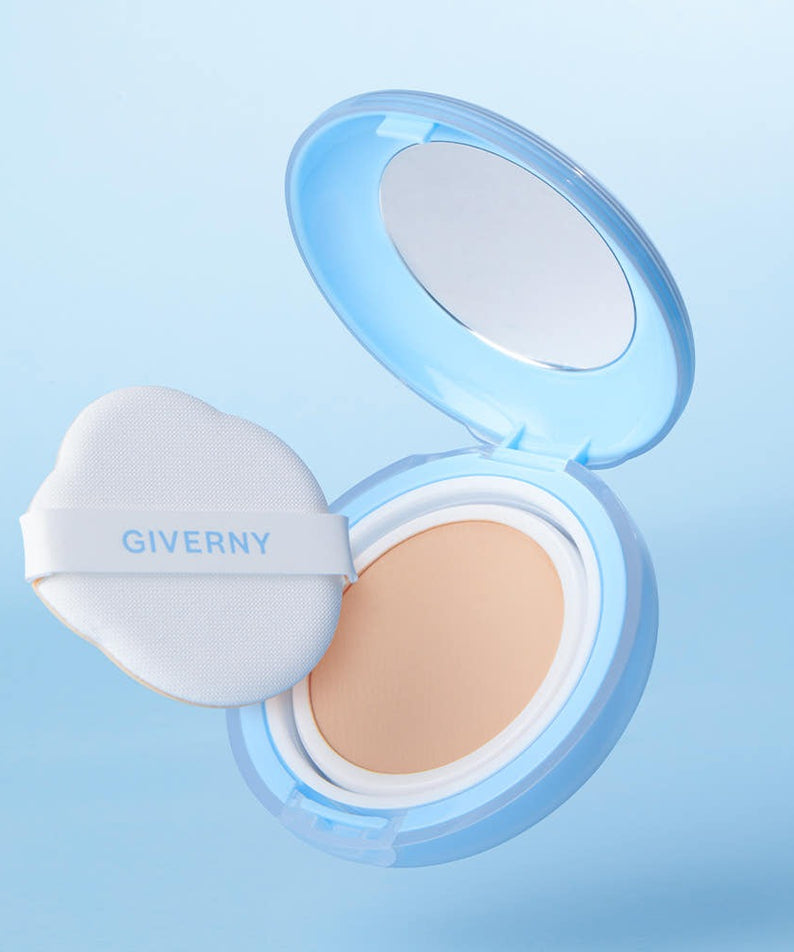 GIVERNY Cloud Mesh Cushion 15gX2 (Main Product + Refill) (SPF 40, PA++) avec coussin bleu, vue produit sur fond clair.