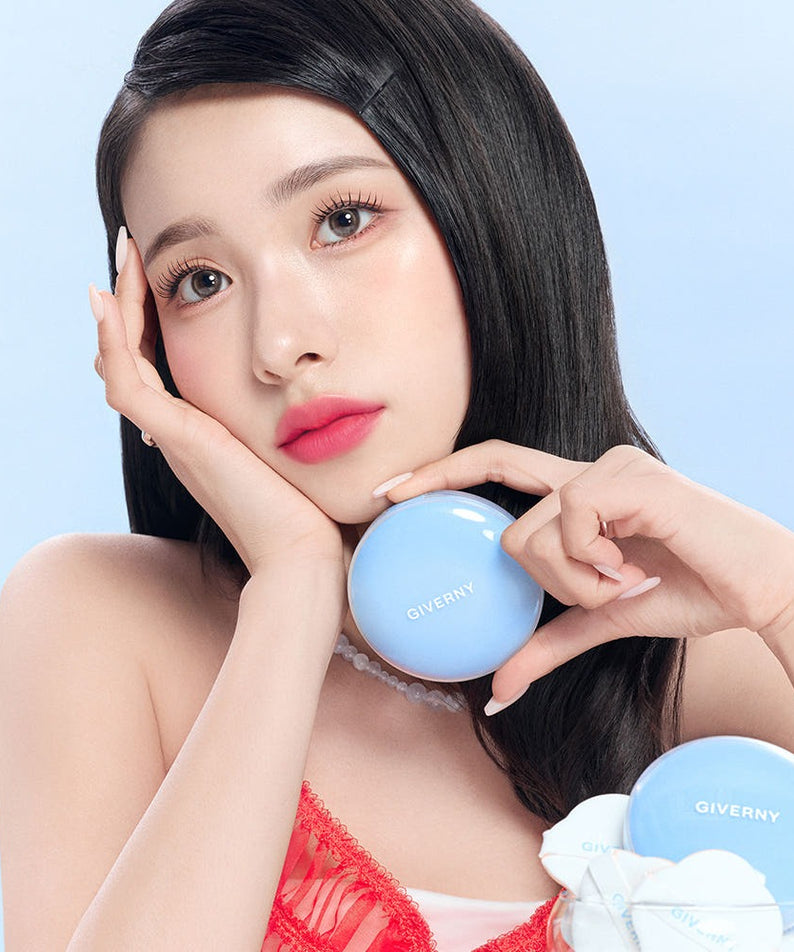 GIVERNY Cloud Mesh Cushion 15gX2 (Main Product + Refill) (SPF 40, PA++) : coussin cloud GIVERNY sur modèle maquillage