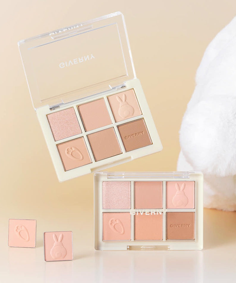 GIVERNY Soft Eye Palette 6-Color 5g (3 Colors) de la marque GIVERNY, palette maquillage yeux sur fond beige