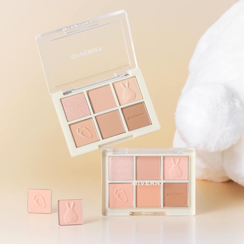 GIVERNY Soft Eye Palette 6-Color 5g (3 Colors) de la marque GIVERNY, palette maquillage yeux sur fond beige